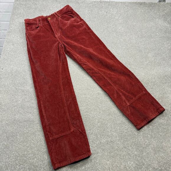 We the Free People NWT Corduroy Risk Taker High Rise Straight Red Sz 27 Western - Picture 8 of 16